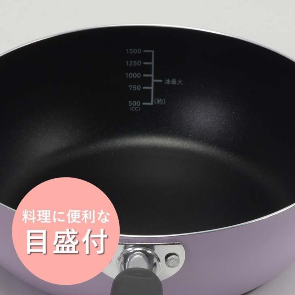 深型易潔煎鍋油炸鍋 | 電磁爐適用 | 22CM | 紫色 | 日本 PEARL LIFE | PS-HC-69